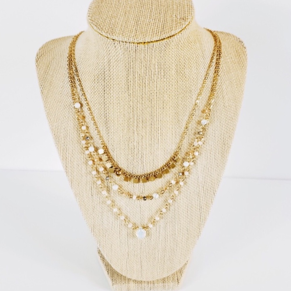 Gold Triple Strand Boho Necklace NWT